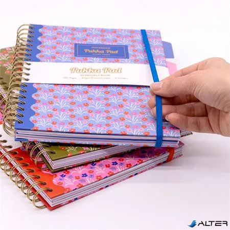 Spirálfüzet, B5, vonalas, 100 lap, PUKKA PAD "Floral Project Book", vegyes minta