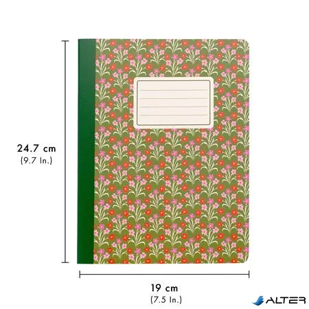Jegyzetfüzet, B5, vonalas, 70 lap, PUKKA PAD "Bloom Composition", vegyes szín