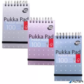   Jegyzetfüzet, A7, spirálozott, vonalas, 50 lap, PUKKA PAD "Metallic Pocket Book", vegyes színek