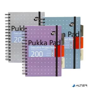   Spirálfüzet, A5, vonalas, 100 lap, PUKKA PAD "Metallic Project Book", vegyes szín