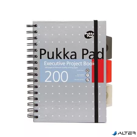 Spirálfüzet, A5, vonalas, 100 lap, PUKKA PAD 'Metallic Project Book', vegyes szín