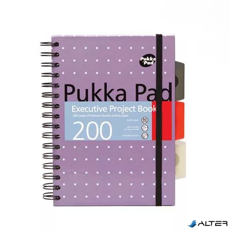 Spirálfüzet, A5, vonalas, 100 lap, PUKKA PAD 'Metallic Project Book', vegyes szín