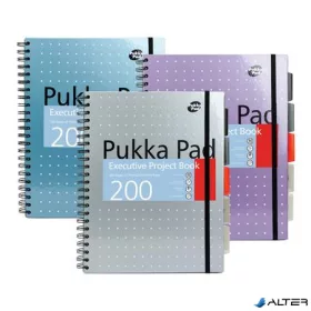   Spirálfüzet, A4+, vonalas, 100 lap, PUKKA PAD 'Metallic Project Book', vegyes szín