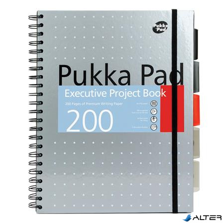 Spirálfüzet, A4+, vonalas, 100 lap, PUKKA PAD 'Metallic Project Book', vegyes szín