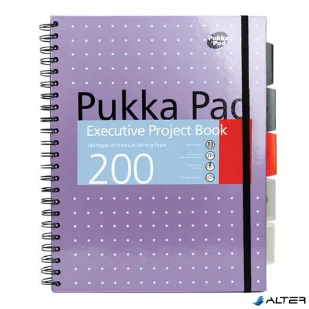 Spirálfüzet, A4+, vonalas, 100 lap, PUKKA PAD 'Metallic Project Book', vegyes szín