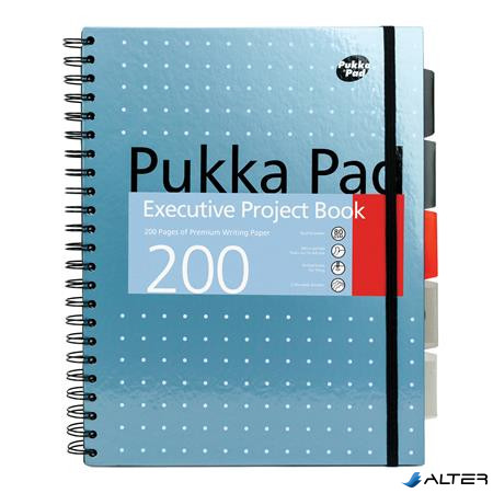 Spirálfüzet, A4+, vonalas, 100 lap, PUKKA PAD 'Metallic Project Book', vegyes szín