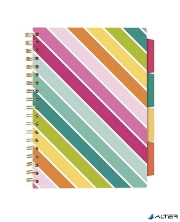 Spirálfüzet, B5, vonalas, 100 lap, PUKKA PAD "Colour Wash Project Book", vegyes minta