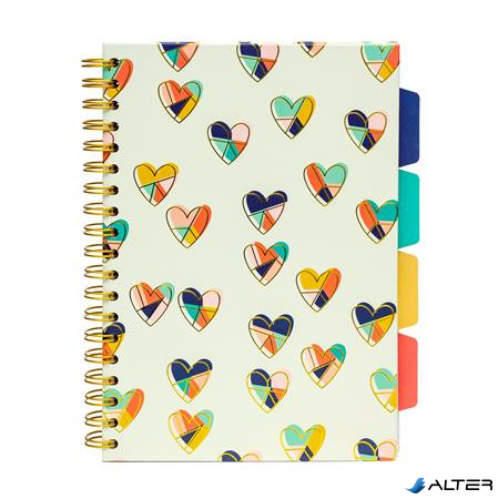 Spirálfüzet, B5, vonalas, 100 lap, PUKKA PAD "Floral Love Project Book", vegyes minta