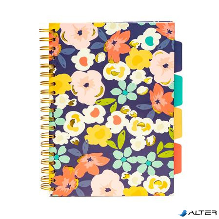 Spirálfüzet, B5, vonalas, 100 lap, PUKKA PAD "Floral Love Project Book", vegyes minta