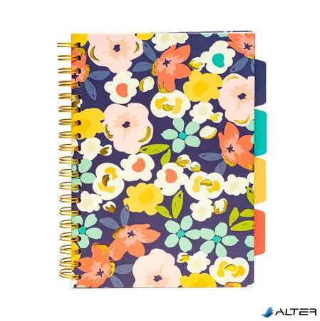 Spirálfüzet, B5, vonalas, 100 lap, PUKKA PAD "Floral Love Project Book", vegyes minta