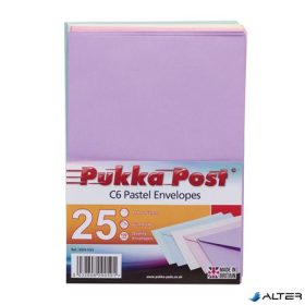   Boríték, C6, enyvezett, PUKKA PAD "Pastel", vegyes színek