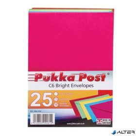   Boríték, C6, enyvezett, PUKKA PAD "Bright", vegyes színek