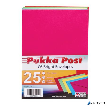 Boríték, C6, szilikonos, PUKKA PAD "Bright", vegyes színek