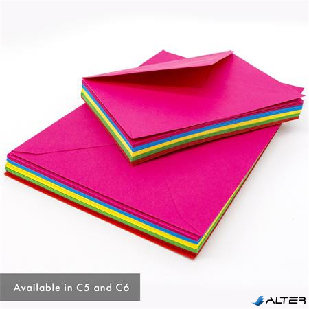 Boríték, C6, enyvezett, PUKKA PAD "Bright", vegyes színek