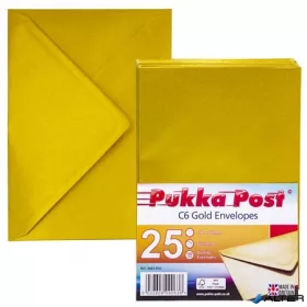 Boríték, C6, enyvezett, PUKKA PAD "Gold", arany