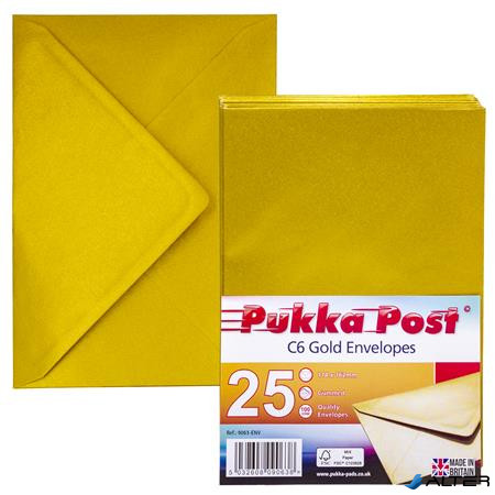 Boríték, C6, szilikonos, PUKKA PAD "Gold", arany