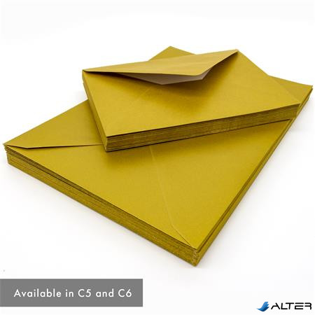 Boríték, C6, enyvezett, PUKKA PAD "Gold", arany