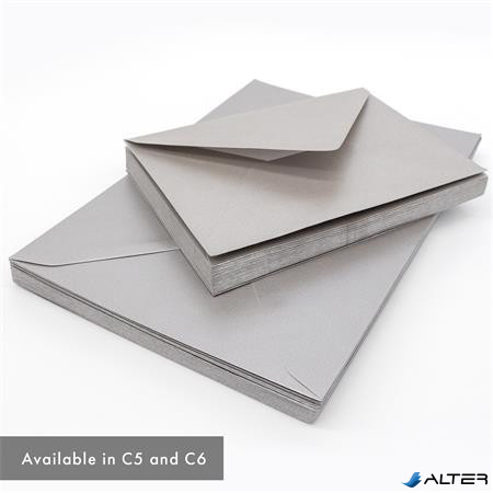 Boríték, C6, enyvezett, PUKKA PAD "Silver", ezüst