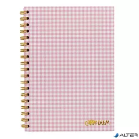   Spirálfüzet, B5, vonalas, 80 lap,  PUKKA PAD "Carpe Diem", rózsaszín kockás