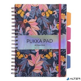   Spirálfüzet, B5, vonalas, 100 lap, PUKKA PAD "Project Book Bloom", vegyes minta