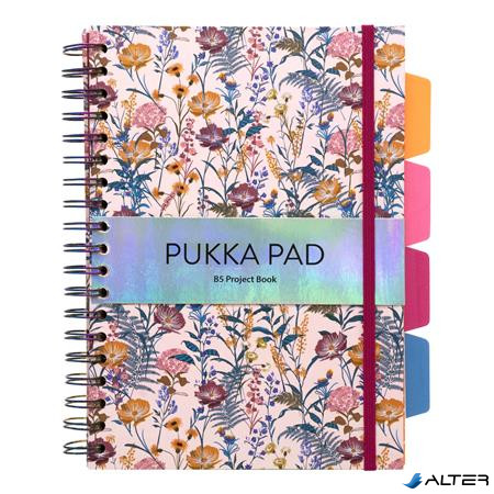 Spirálfüzet, B5, vonalas, 100 lap, PUKKA PAD "Project Book Bloom", vegyes minta