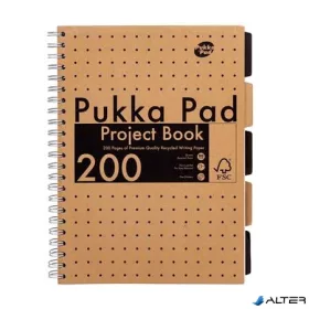   Spirálfüzet, A4, vonalas, 100 lap, PUKKA PAD "Kraft project book"