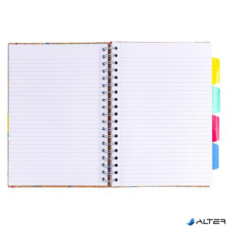 Spirálfüzet, B5, vonalas, elválasztóval, 100 lap, PUKKA PADS 'Planet Cork Project Book', parafa