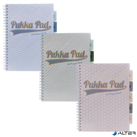 Spirálfüzet, A4, vonalas, elválasztóval, 100 lap, PUKKA PAD "Haze Project Book", vegyes szín