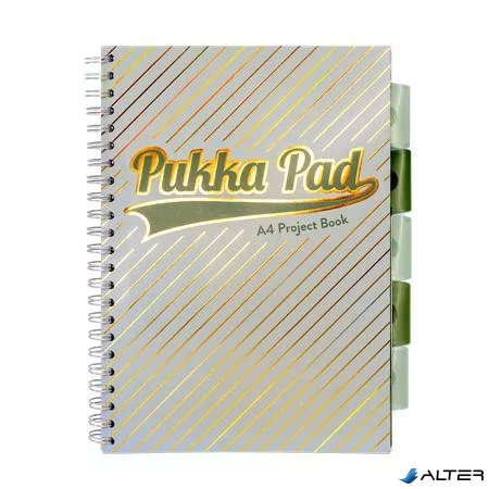 Spirálfüzet, A4, vonalas, elválasztóval, 100 lap, PUKKA PAD "Haze Project Book", vegyes szín