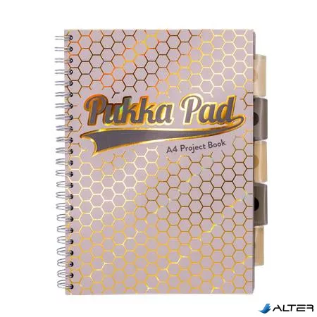 Spirálfüzet, A4, vonalas, elválasztóval, 100 lap, PUKKA PAD "Haze Project Book", vegyes szín