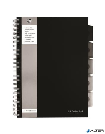 Spirálfüzet, A4, vonalas, 125 lap, PUKKA PAD "Black project book", fekete