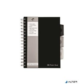   Spirálfüzet, A5, vonalas, 125 lap, PUKKA PAD "Black project book", fekete