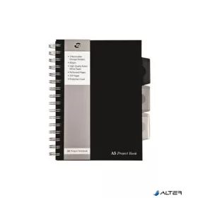   Spirálfüzet, A5, vonalas, 125 lap, PUKKA PAD "Black project book", fekete