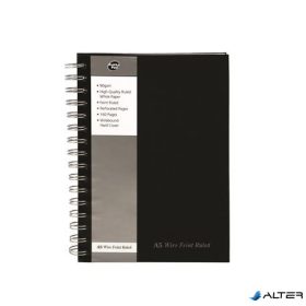   Spirálfüzet, A5, vonalas, 80 lap, PUKKA PAD 'Black', fekete