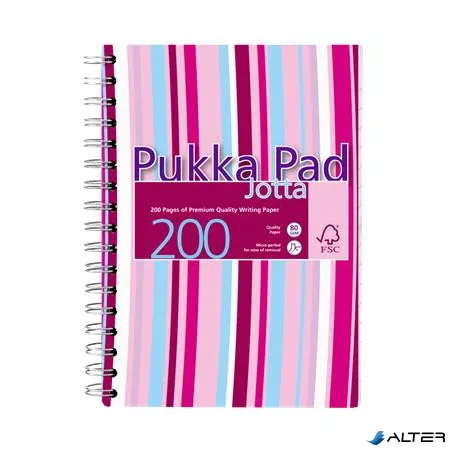 Spirálfüzet, A6, vonalas, 100 lap, PUKKA PAD "Stripe Jotta"