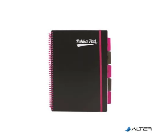 Spirálfüzet, A4, vonalas, 100 lap, PUKKA PAD, "Neon black project book"