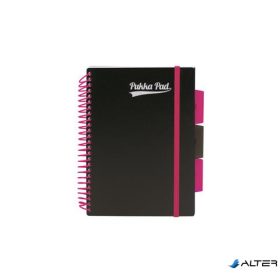   Spirálfüzet, A5, vonalas, 100 lap, PUKKA PAD, "Neon black project book"