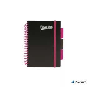   Spirálfüzet, A5, vonalas, 100 lap, PUKKA PAD, "Neon black project book"
