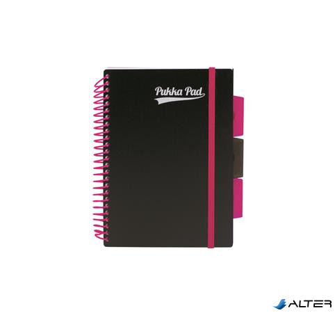 Spirálfüzet, A5, vonalas, 100 lap, PUKKA PAD, "Neon black project book"