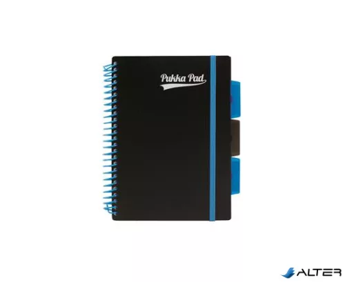 Spirálfüzet, A5, vonalas, 100 lap, PUKKA PAD, "Neon black project book"