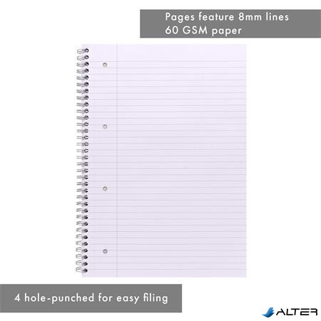 Spirálfüzet, A4, vonalas, 80 lap, PUKKA PAD 'Unipad Essentials Jotta', vegyes