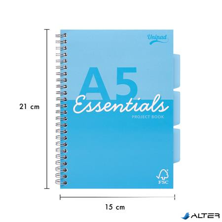 Spirálfüzet, A5, vonalas, 100 lap, PUKKA PAD "Unipad Essentials Project Book", vegyes