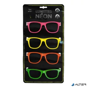   Szemüveg, UV fényben fluoreszkáló, műanyag, neon színek