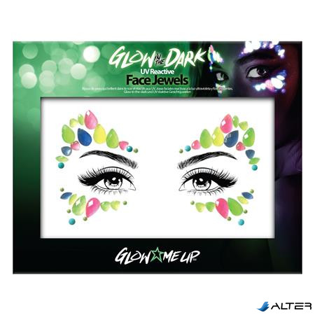 Arc ékszer készlet, öntapadó, UV fényben fluoreszkáló, "Glow in the dark", neon színek
