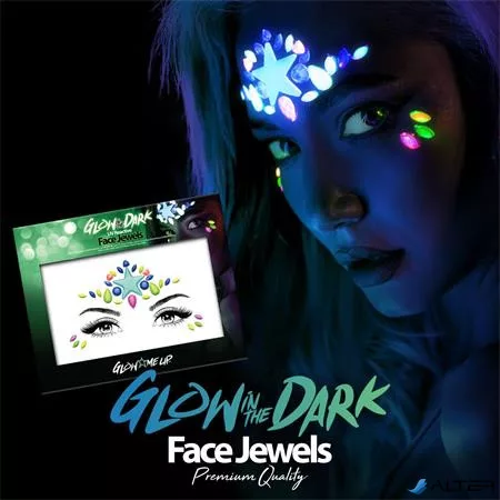 Arc ékszer készlet, öntapadó, UV fényben fluoreszkáló, 'Glow in the dark', neon színek