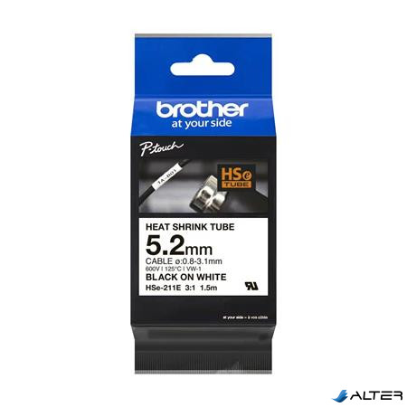 Zsugorcső, feliratozógéphez, 5,2 mm x 1,5 m, BROTHER "HSe-211E", fehér-fekete