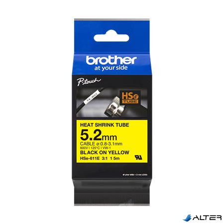 Zsugorcső, feliratozógéphez, 5,2 mm x 1,5 m, BROTHER "HSe-611E", sárga-fekete