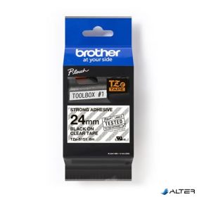  Feliratozógép szalag, 24 mm x 8 m, BROTHER, "TZe-151" víztiszta-fekete