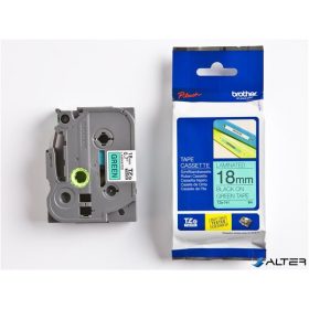   Feliratozógép szalag, 18 mm x 8 m, BROTHER, "TZe-741" zöld-fekete