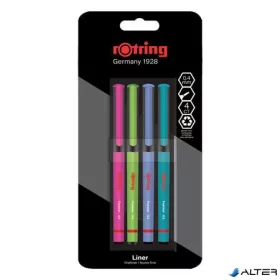   Tűfilc készlet, 0,4 mm, ROTRING "Liner", 4 különböző szín
